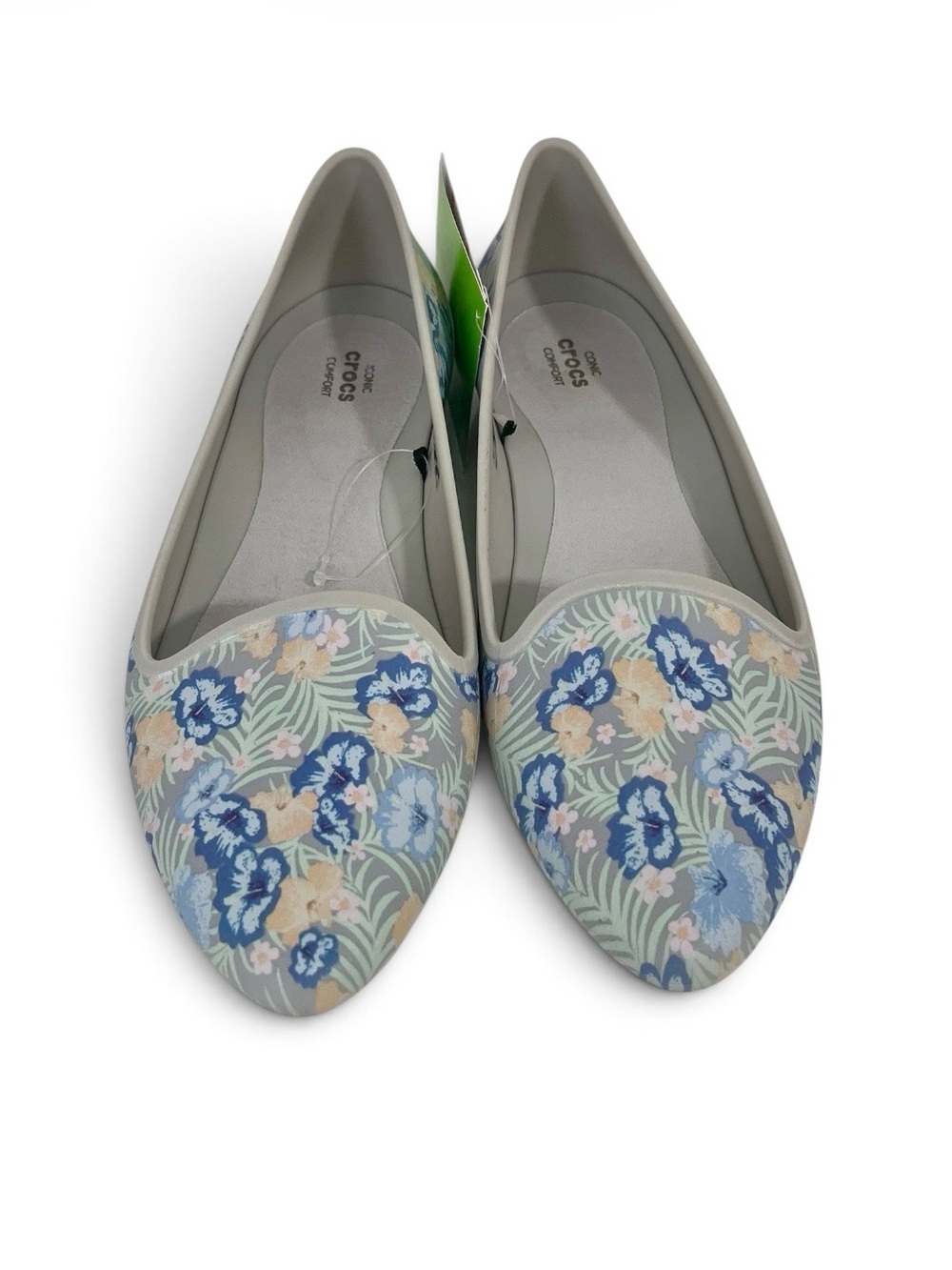 NWT Crocs W10 Eve Graphic Floral Ballet Flat Iconic Crocs Comfort Inside